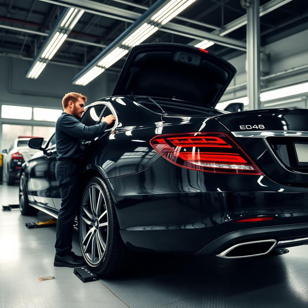 Mercedes body repair in progress